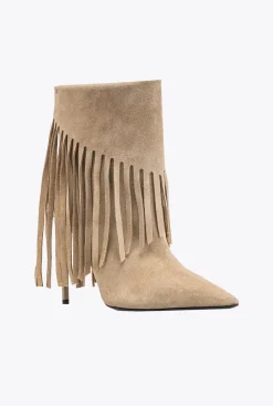 Chaussures|PINKO Ankle Boots A Franges Beige-Taupe Clair