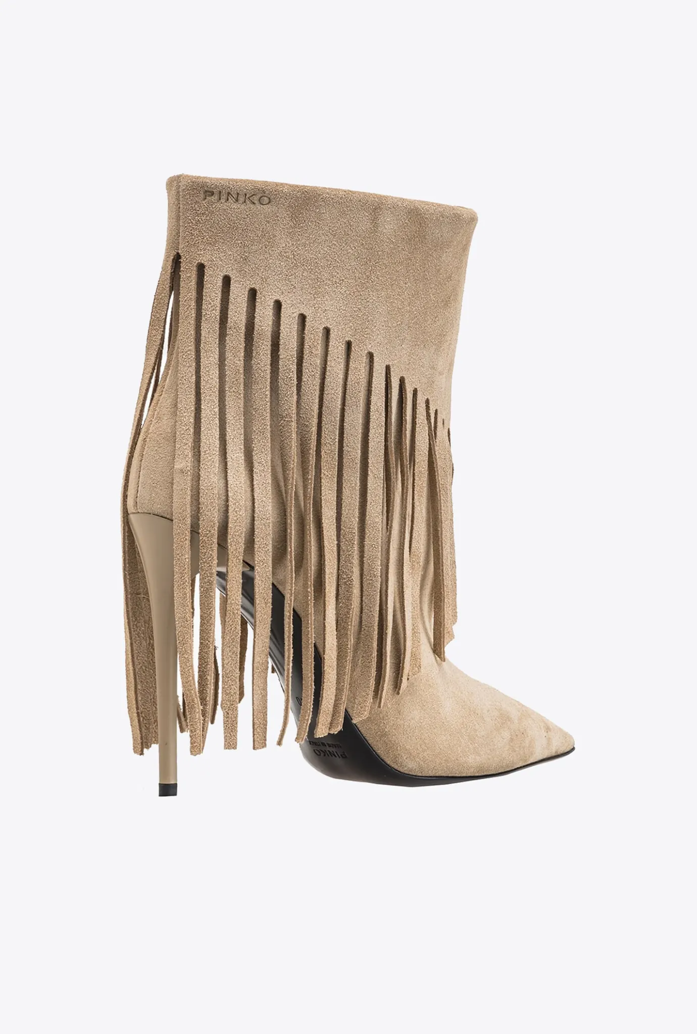 Chaussures|PINKO Ankle Boots A Franges Beige-Taupe Clair