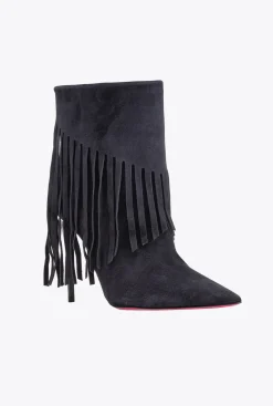 Chaussures|PINKO Ankle Boots A Franges Noir Limousine