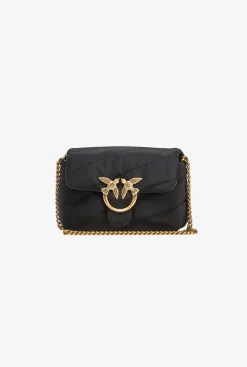 Sacs À Bandoulière|PINKO Baby Love Bag Puff En Tissu Recycle Noir-Vieil Or