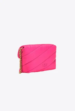 Sacs À Bandoulière|PINKO Baby Love Bag Puff En Tissu Recycle Rose Pinko-Or Antique