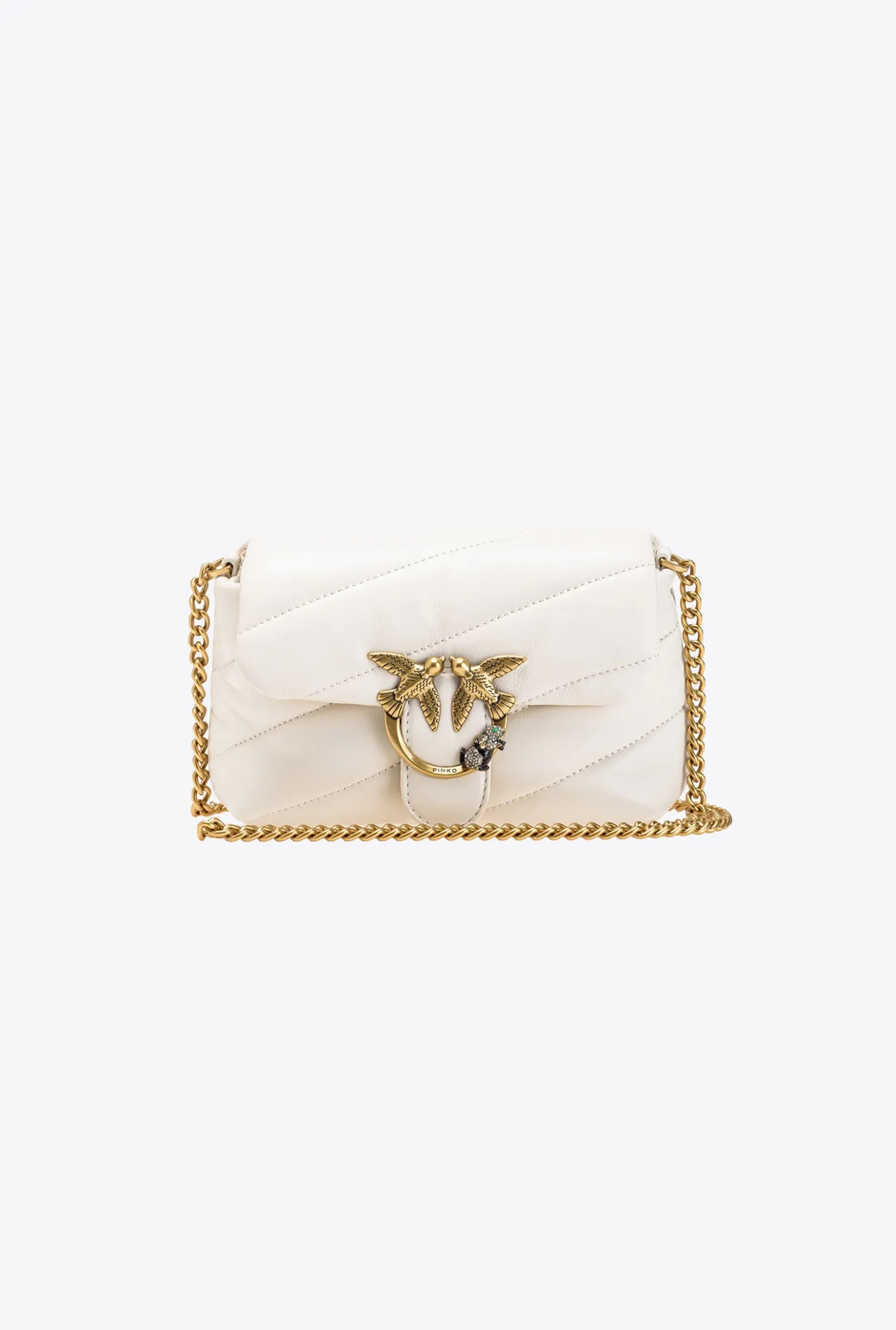 Sacs De Soirée|PINKO Baby Love Bag Puff Jewel Blanc+Blanc-Or Antique