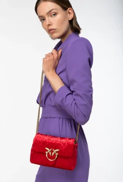 Sacs De Soirée|PINKO Baby Love Bag Puff Maxi Quilt Velvet Rouge Grenat-Or Antique