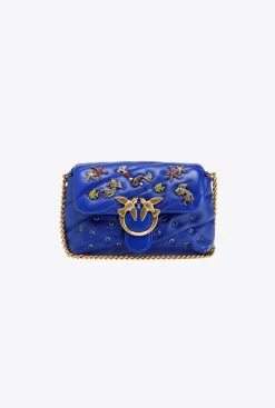 Sacs De Soirée|PINKO Baby Love Bag Puff Sea Jewels Bleu Clematite-Or Antique