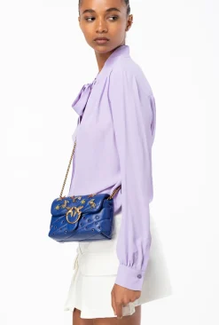 Sacs De Soirée|PINKO Baby Love Bag Puff Sea Jewels Bleu Clematite-Or Antique