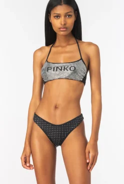 Maillots De Bain|PINKO Bas De Bikini A Strass Noir/Cristal