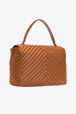 Sacs À Main|PINKO Big Lady Love Bag Puff Chevron Cognac-Or Antique