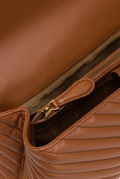 Sacs À Main|PINKO Big Lady Love Bag Puff Chevron Cognac-Or Antique