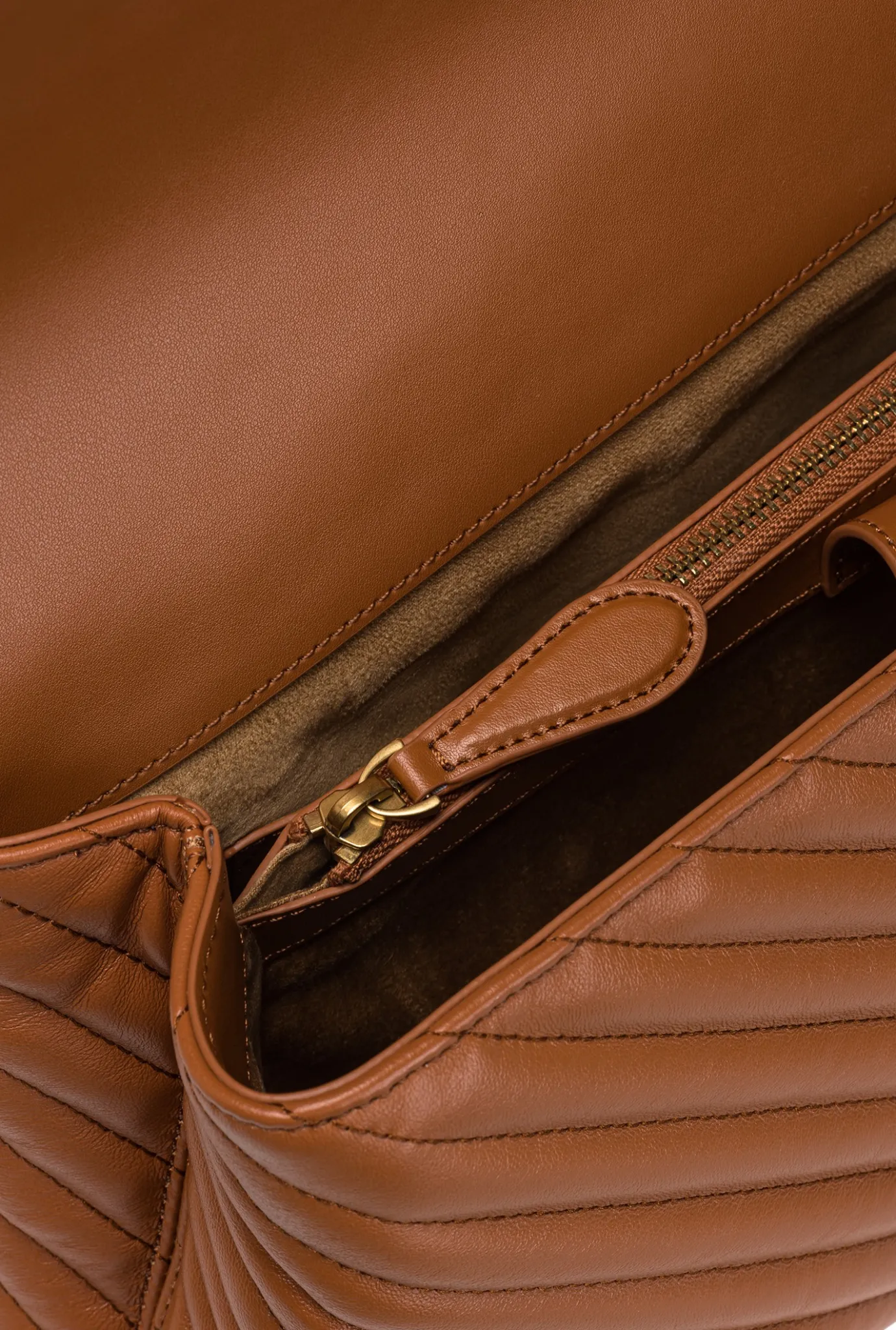 Sacs À Main|PINKO Big Lady Love Bag Puff Chevron Cognac-Or Antique