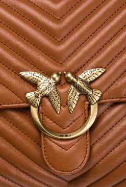 Sacs À Main|PINKO Big Lady Love Bag Puff Chevron Cognac-Or Antique