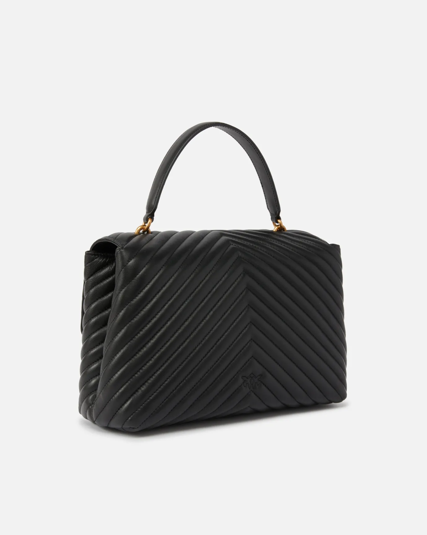 Sacs À Main|PINKO Big Lady Love Bag Puff Chevron Noir-Vieil Or