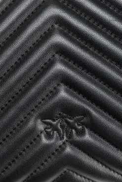 Sacs À Main|PINKO Big Lady Love Bag Puff Chevron Noir-Vieil Or