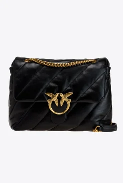 Sacs Portés Épaule|PINKO Big Love Bag Puff Maxi Quilt Noir-Vieil Or