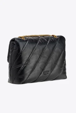 Sacs Portés Épaule|PINKO Big Love Bag Puff Maxi Quilt Noir-Vieil Or