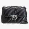 Sacs Portés Épaule|PINKO Big Love Bag Puff Maxi Quilt Noir-Vieil Argent