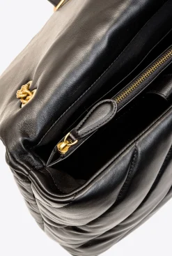 Sacs Portés Épaule|PINKO Big Love Bag Puff Maxi Quilt Noir-Vieil Or