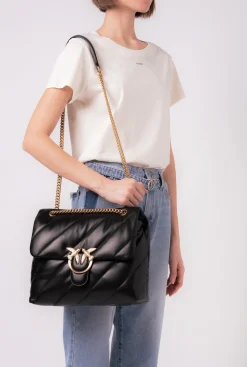 Sacs Portés Épaule|PINKO Big Love Bag Puff Maxi Quilt Noir-Vieil Or