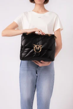 Sacs Portés Épaule|PINKO Big Love Bag Puff Maxi Quilt Noir-Vieil Or