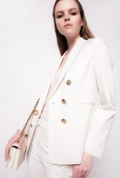 Vestes|PINKO Blazer A Boutons Bijou Beige G. Lame