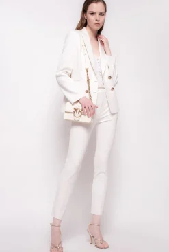 Vestes|PINKO Blazer A Boutons Bijou Beige G. Lame