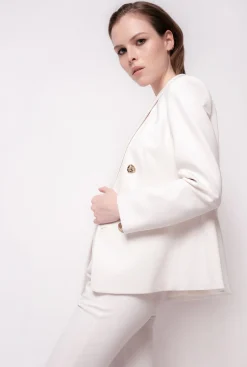 Vestes|PINKO Blazer A Boutons Bijou Beige G. Lame