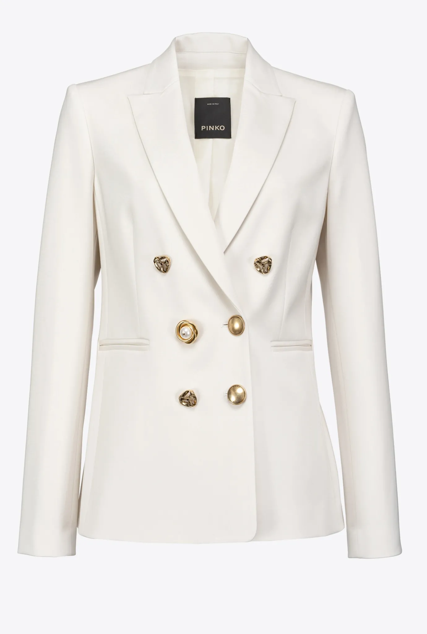 Vestes|PINKO Blazer A Boutons Bijou Beige G. Lame