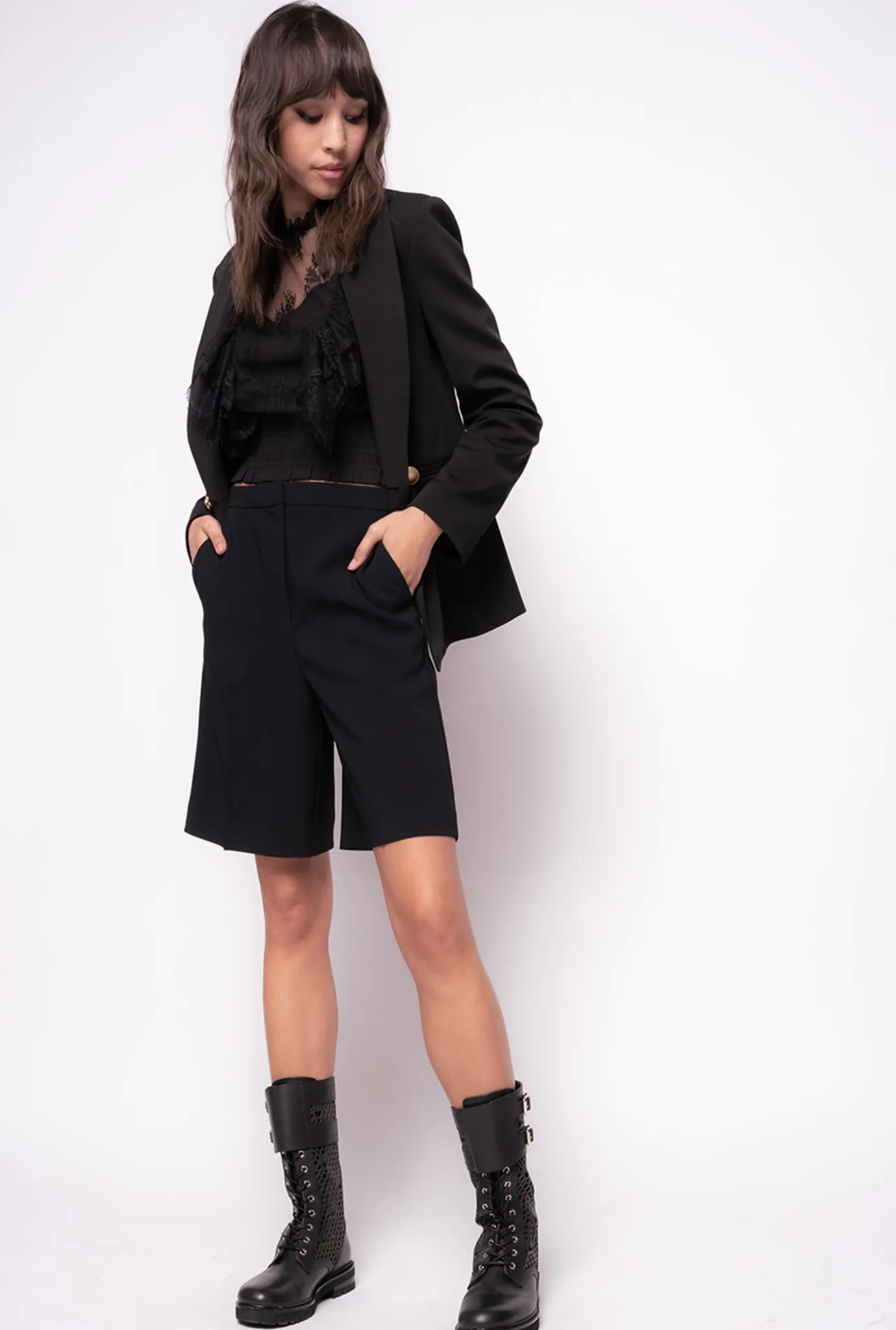 Vestes|PINKO Blazer A Boutons Bijou Noir Limousine