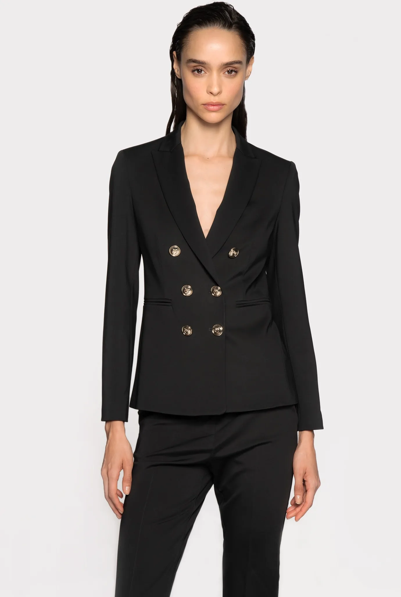 Vestes|PINKO Blazer A Boutons Bijoux Noir Limousine