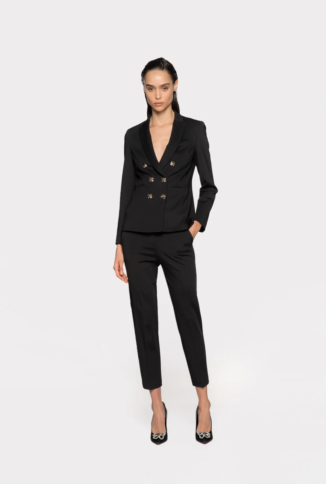 Vestes|PINKO Blazer A Boutons Bijoux Noir Limousine