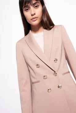 Tailleurs Et Ensembles|PINKO Blazer A Boutons Bijoux Rose Almandin