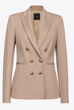 Tailleurs Et Ensembles|PINKO Blazer A Boutons Bijoux Rose Almandin
