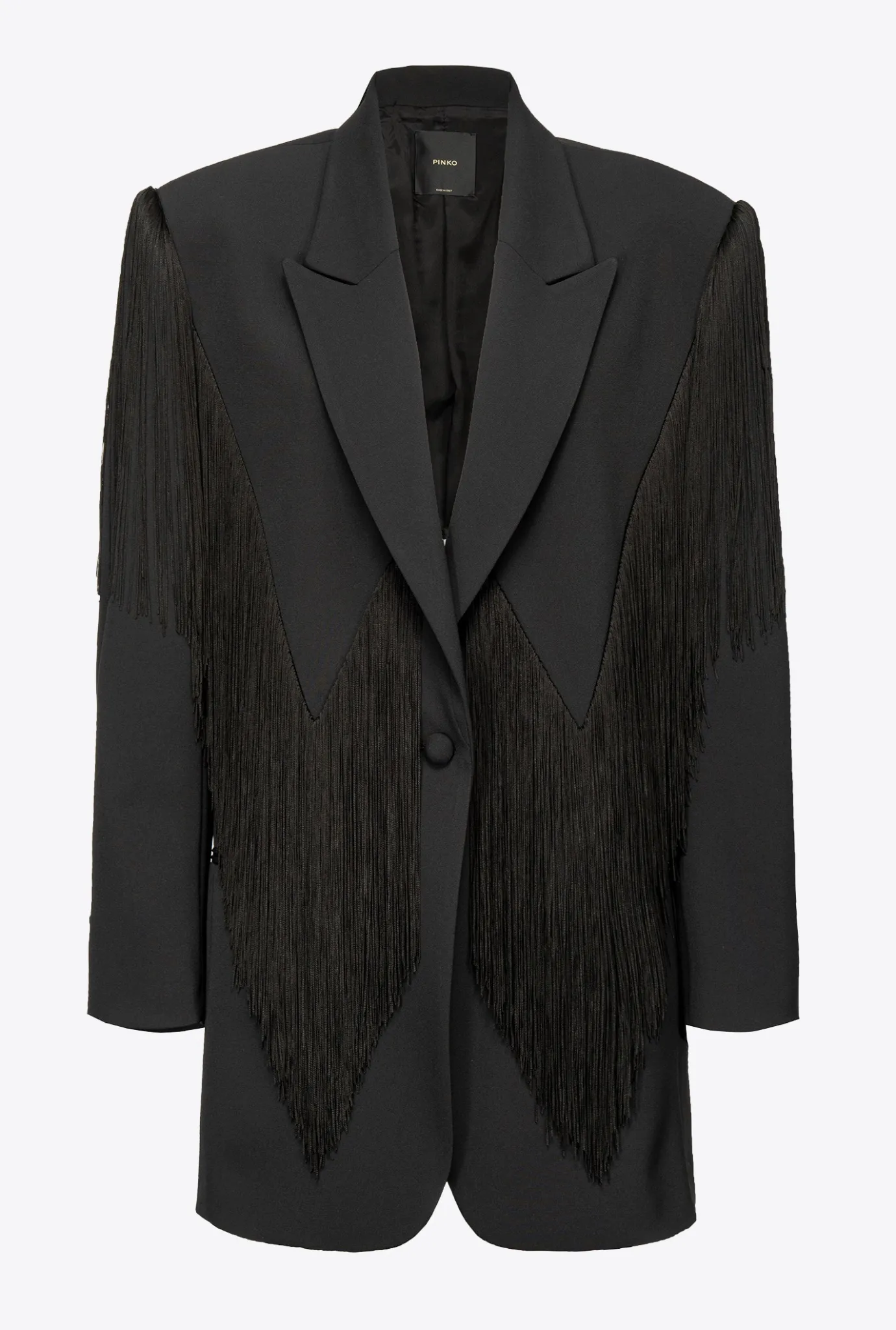 Vestes|PINKO Blazer A Franges Longues Noir Limousine