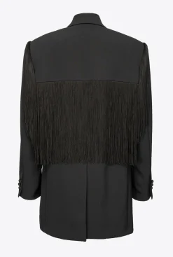 Vestes|PINKO Blazer A Franges Longues Noir Limousine