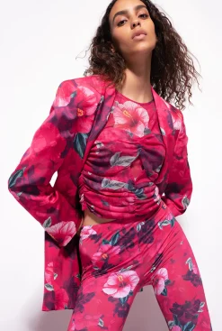 Tailleurs Et Ensembles|PINKO Blazer A Imprime Hibiscus Multi.Fuchsia/Rose