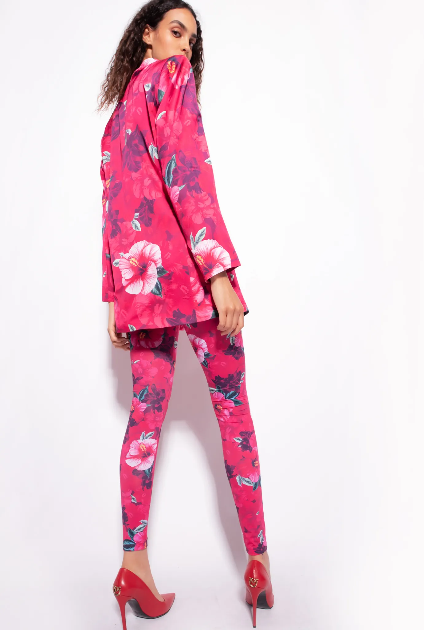 Tailleurs Et Ensembles|PINKO Blazer A Imprime Hibiscus Multi.Fuchsia/Rose
