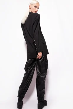 Vestes|PINKO Blazer A Manches Lacees Noir Limousine