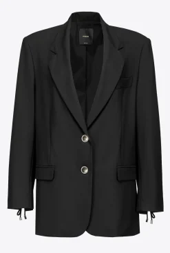 Vestes|PINKO Blazer A Manches Lacees Noir Limousine