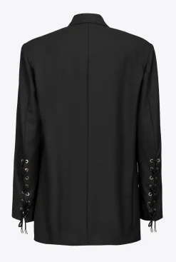 Vestes|PINKO Blazer A Manches Lacees Noir Limousine