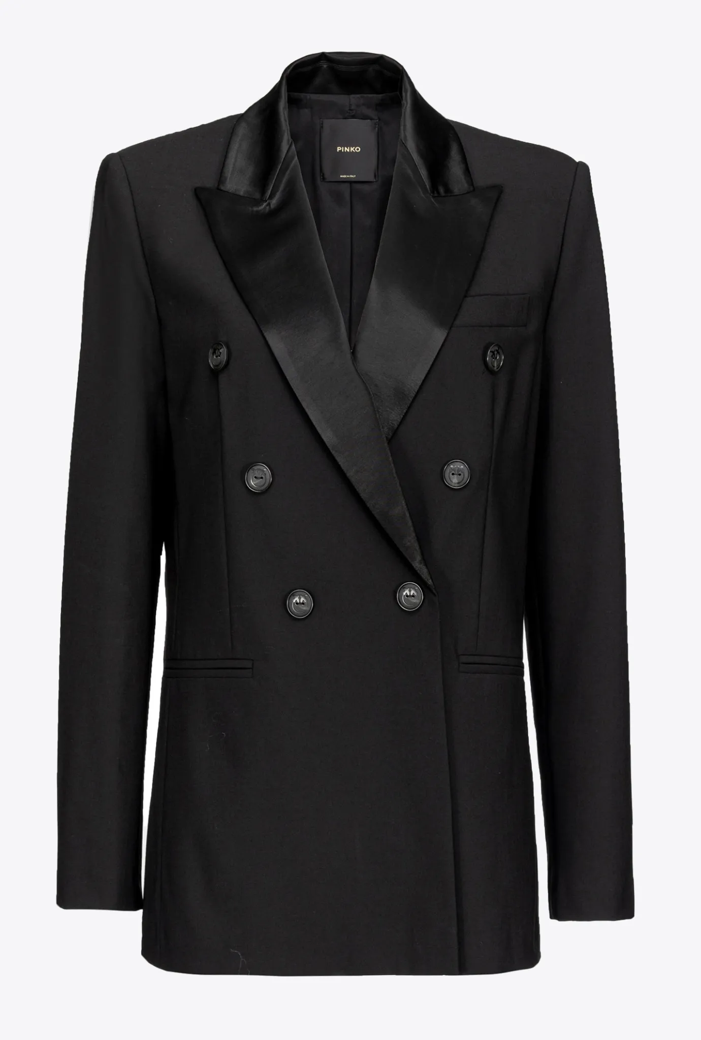Tailleurs Et Ensembles|PINKO Blazer A Revers En Satin Noir Limousine