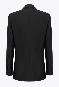 Tailleurs Et Ensembles|PINKO Blazer A Revers En Satin Noir Limousine
