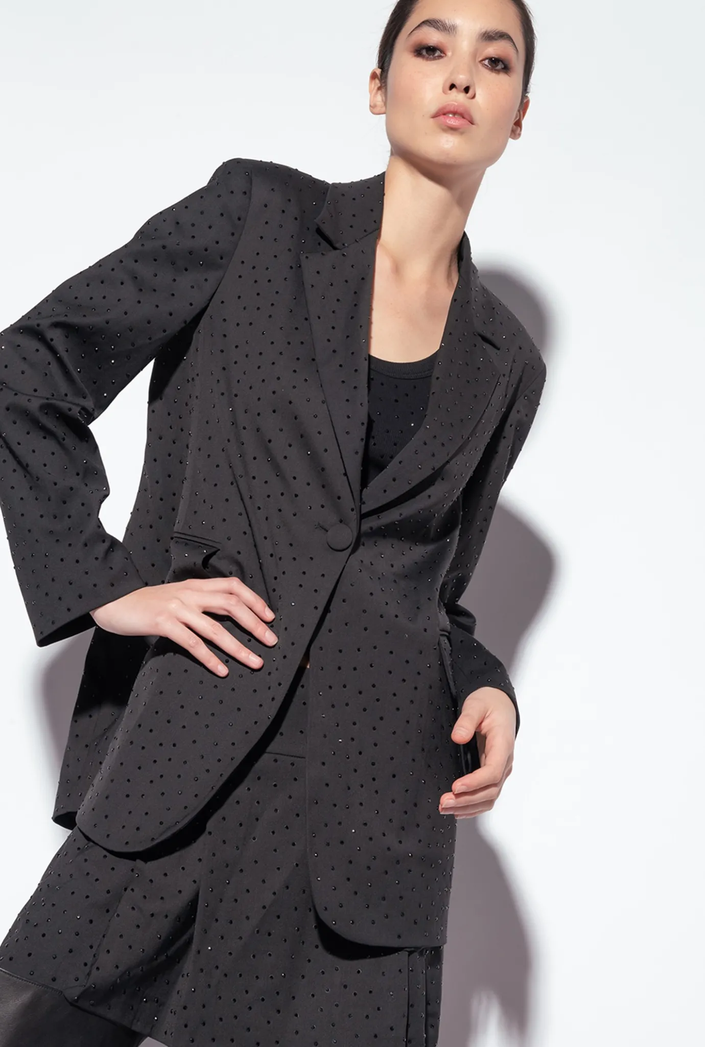 Tailleurs Et Ensembles|PINKO Blazer A Strass Galleria Noir Limousine