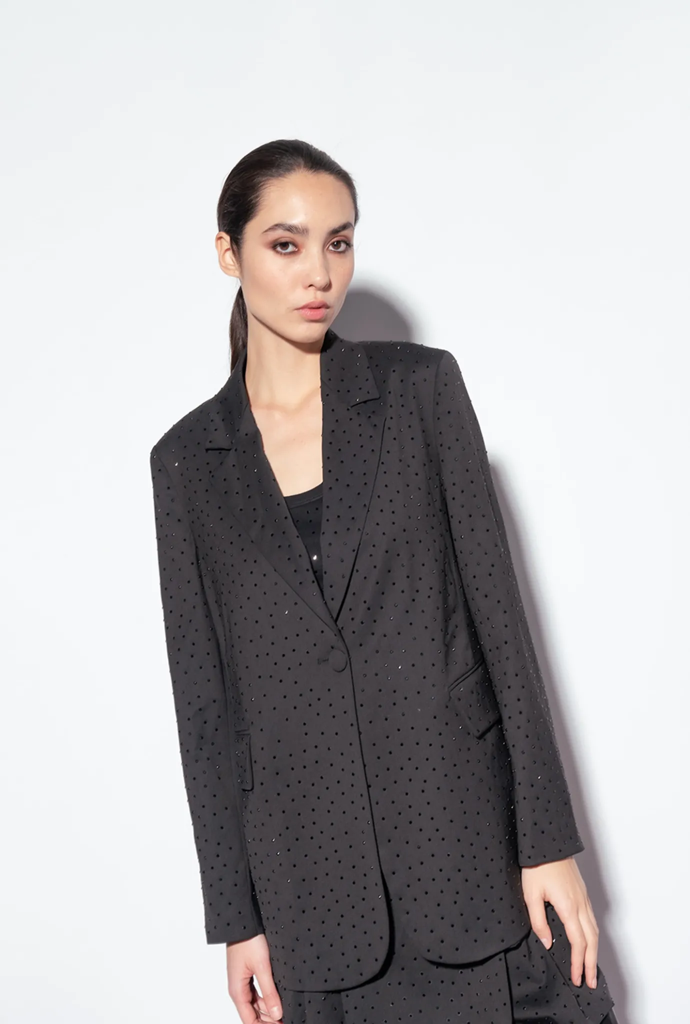 Tailleurs Et Ensembles|PINKO Blazer A Strass Galleria Noir Limousine