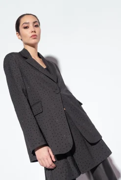 Tailleurs Et Ensembles|PINKO Blazer A Strass Galleria Noir Limousine