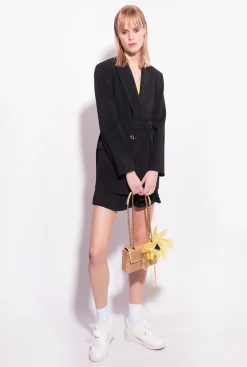 Vestes|PINKO Blazer Avec Ceinture A Nouer Noir Limousine