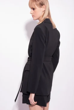 Vestes|PINKO Blazer Avec Ceinture A Nouer Noir Limousine
