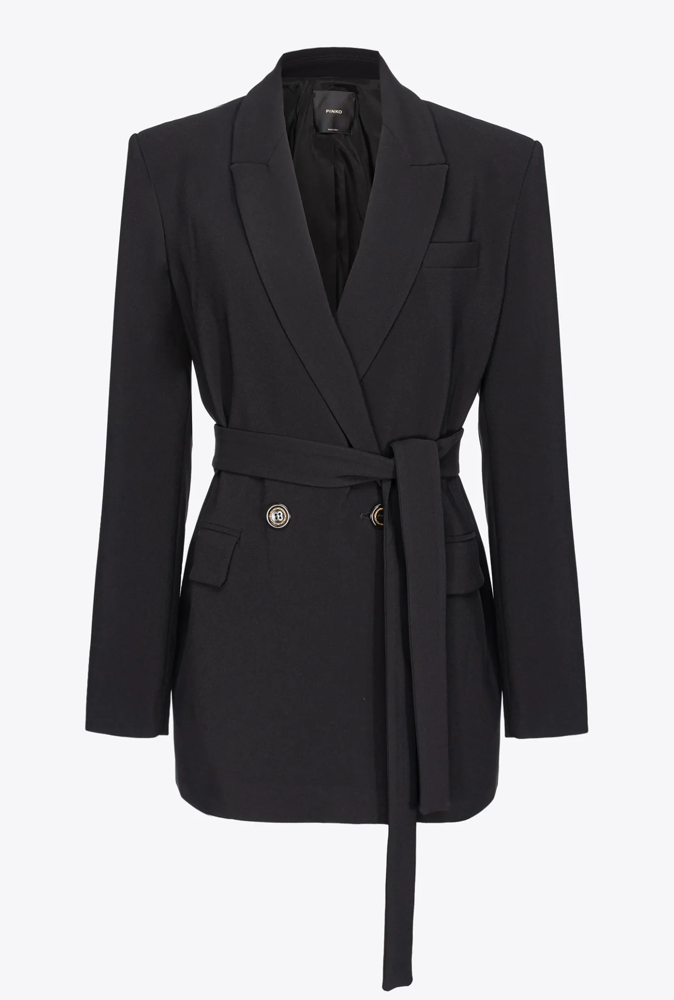 Vestes|PINKO Blazer Avec Ceinture A Nouer Noir Limousine