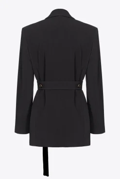 Vestes|PINKO Blazer Avec Ceinture A Nouer Noir Limousine