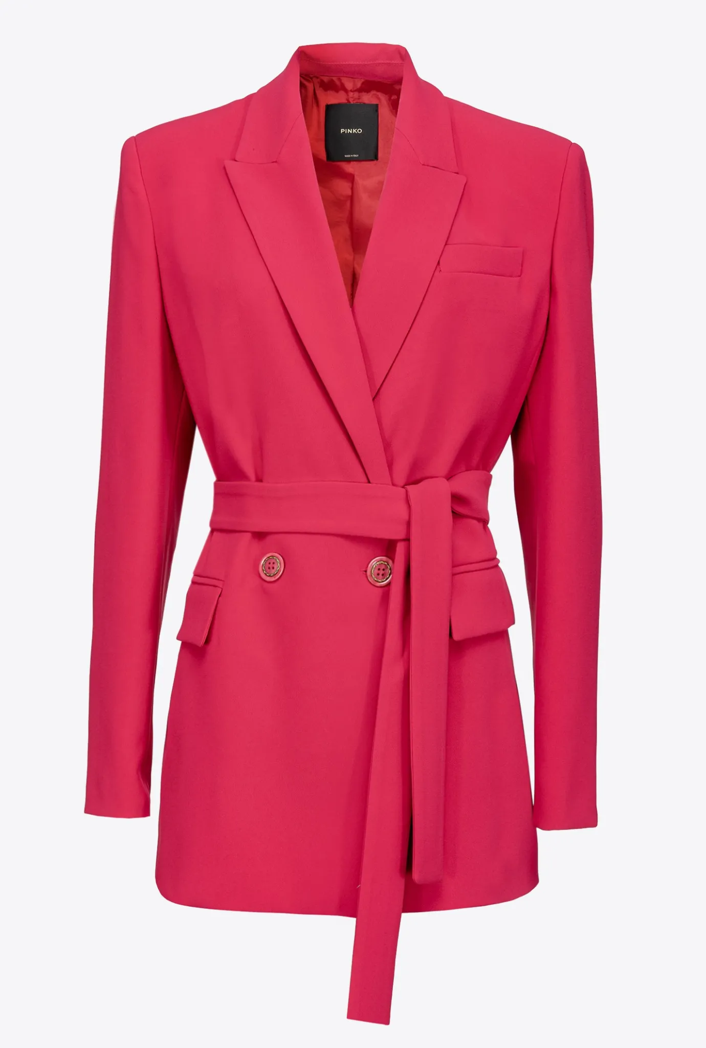 Tailleurs Et Ensembles|PINKO Blazer Avec Ceinture A Nouer Rouge Framboise