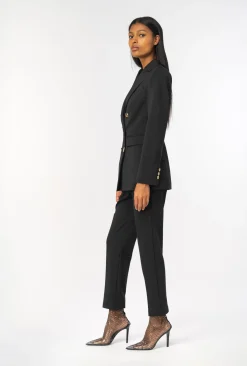 Vestes|PINKO Blazer Croise En Maille Roma Noir Limousine