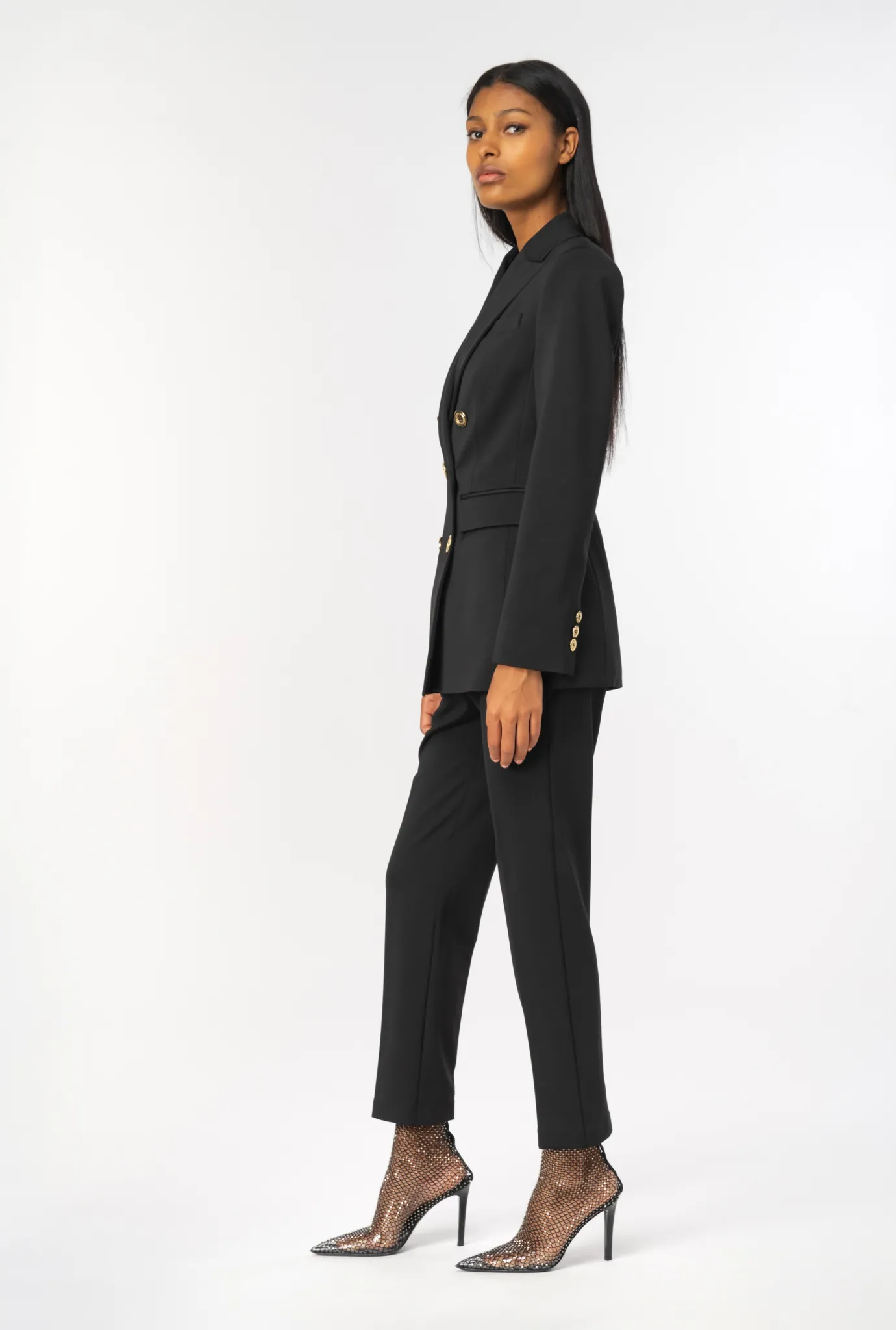 Vestes|PINKO Blazer Croise En Maille Roma Noir Limousine